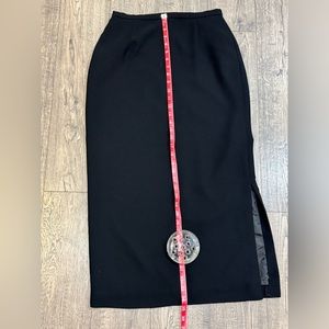 Laura Scott womens skirt black long sz 8 100% polyester side slit designer NWOT